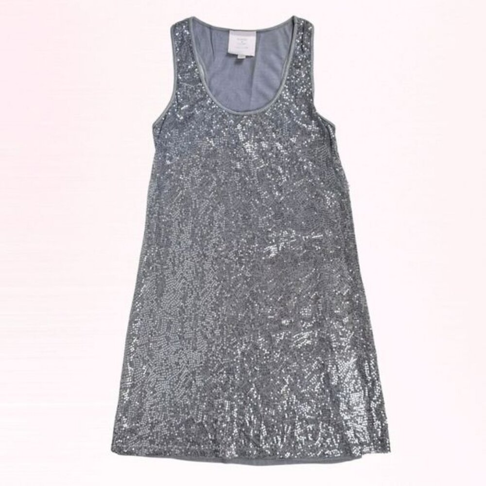 Romeo & Juliet Couture Grey Sequin NYE Cocktail Dress Racerback Women's Size M